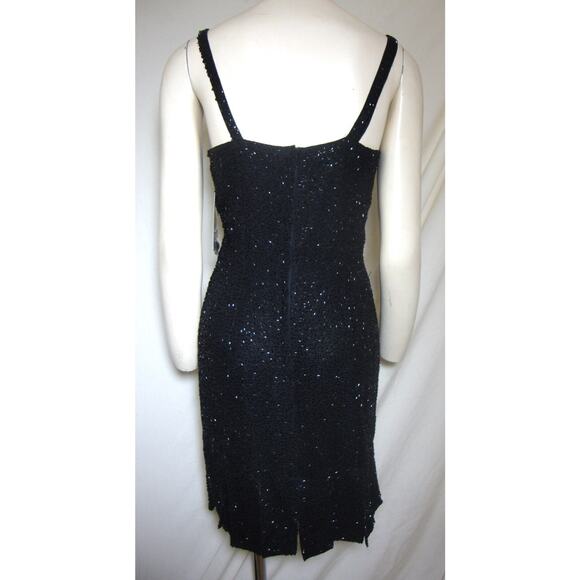 Beaded 1920s Style Dress Fringe Hem NWT SZ M Cocktail Sleeveless Black Silk - Picture 3 of 4